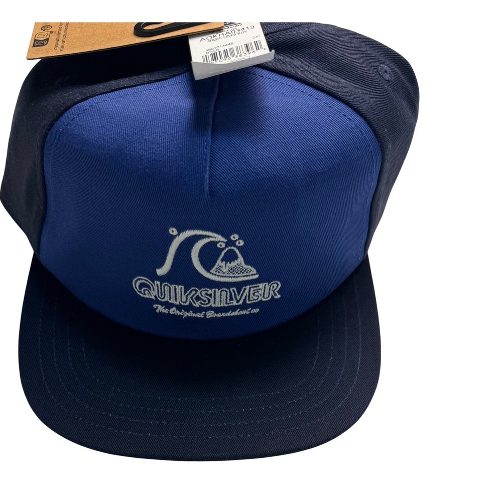 Quiksilver Boys Basic Lines Snapback Hat Blue Navy Embroidered Logo